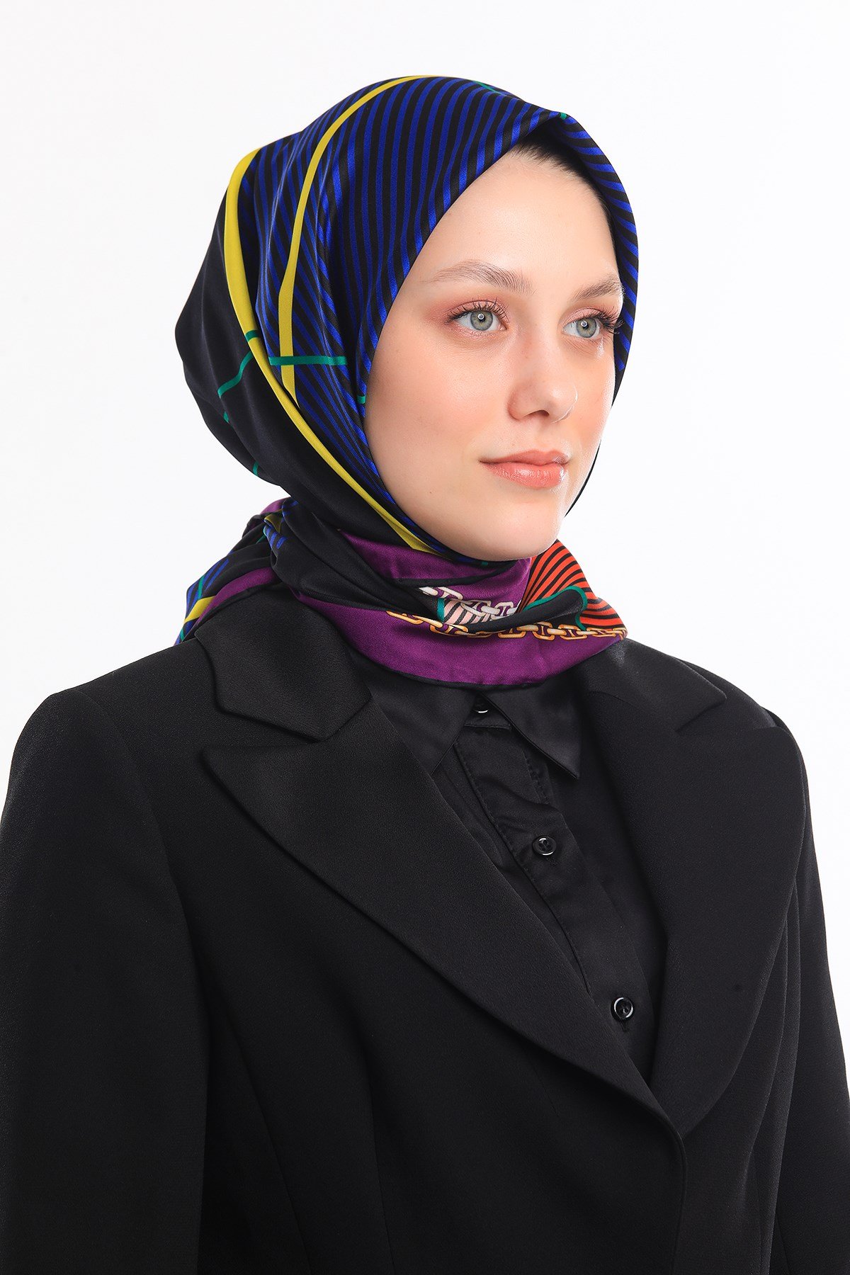 ScarfEkose Desen Gold Seri Twill Eşarp Askısı ile Birlikte 90x90 cm