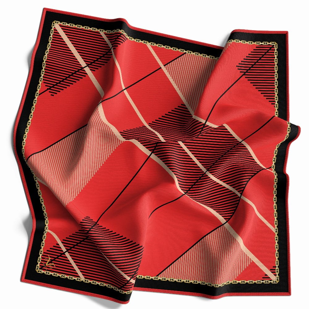 ScarfEkose Desen Gold Seri Twill Eşarp Askısı ile Birlikte 90x90 cm