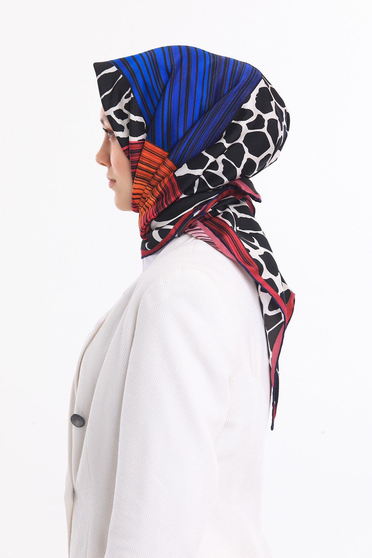 ScarfLeopar Desen Gold Seri Twill Eşarp Askısı ile Birlikte 90x90 cm