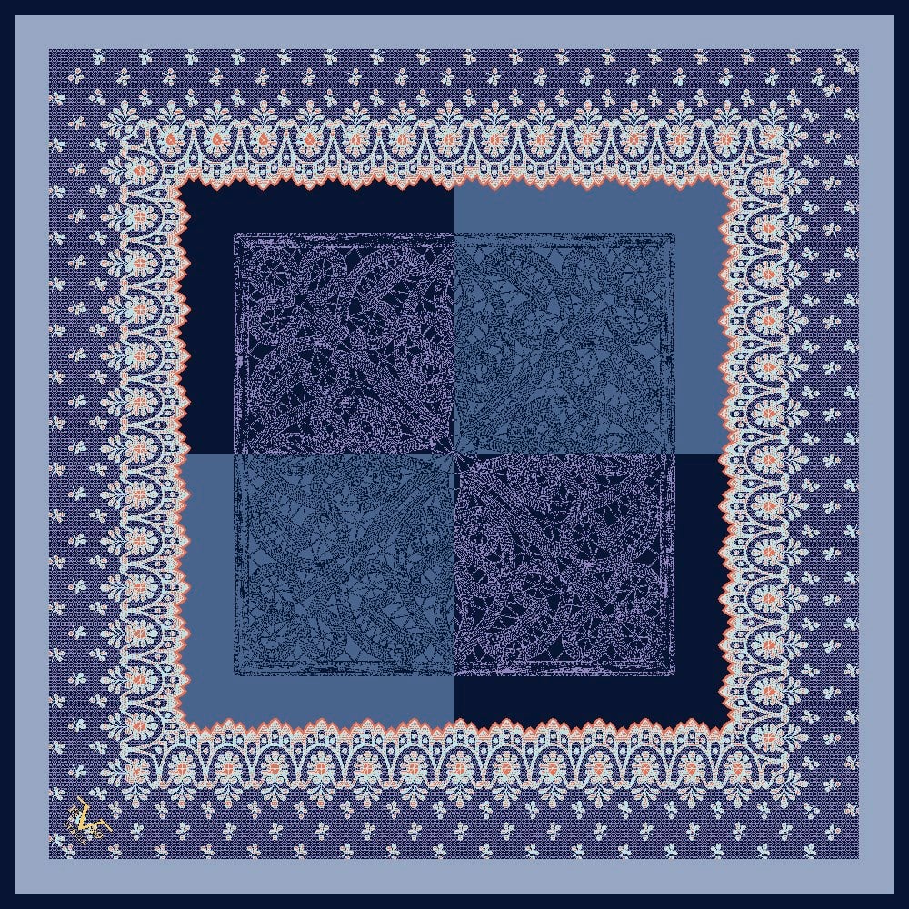 EŞARPDantel Desen Black Seri Twill Eşarp Askısı ile Birlikte 90x90 cm