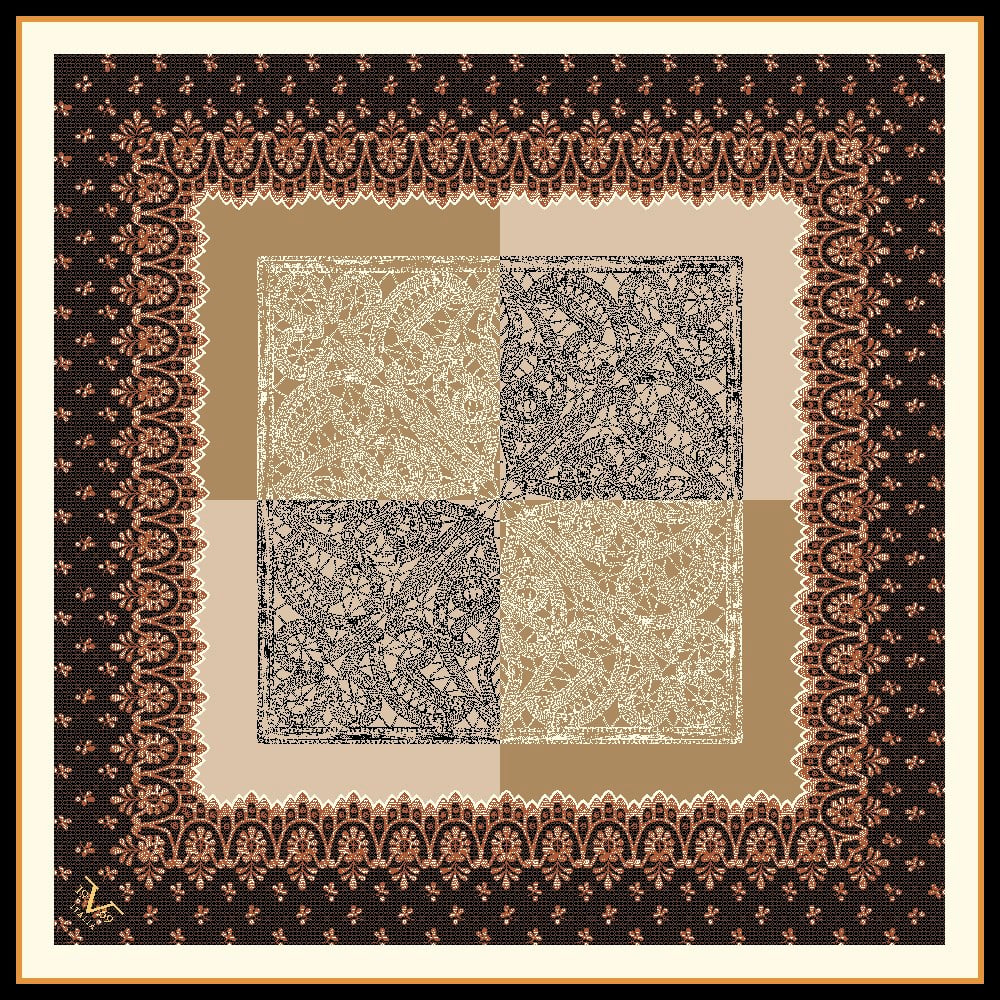 EŞARPDantel Desen Black Seri Twill Eşarp Askısı ile Birlikte 90x90 cm