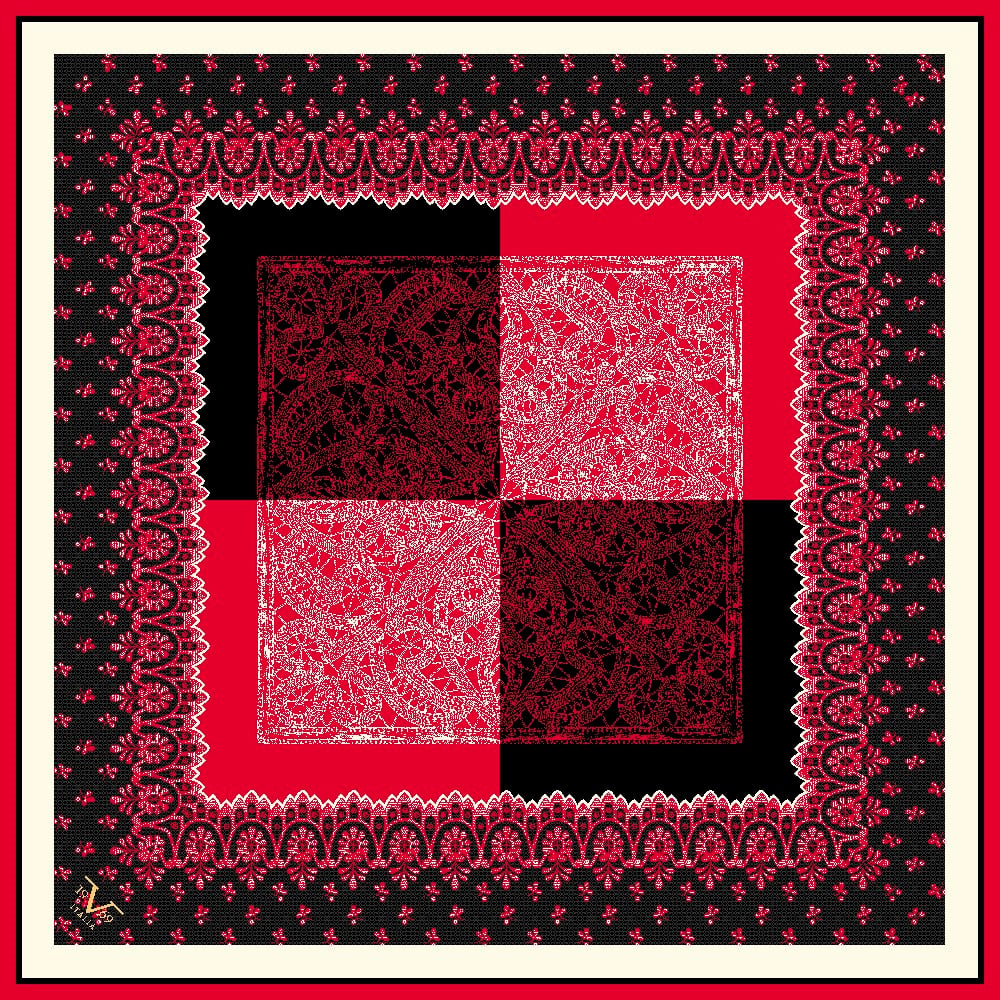 EŞARPDantel Desen Black Seri Twill Eşarp Askısı ile Birlikte 90x90 cm