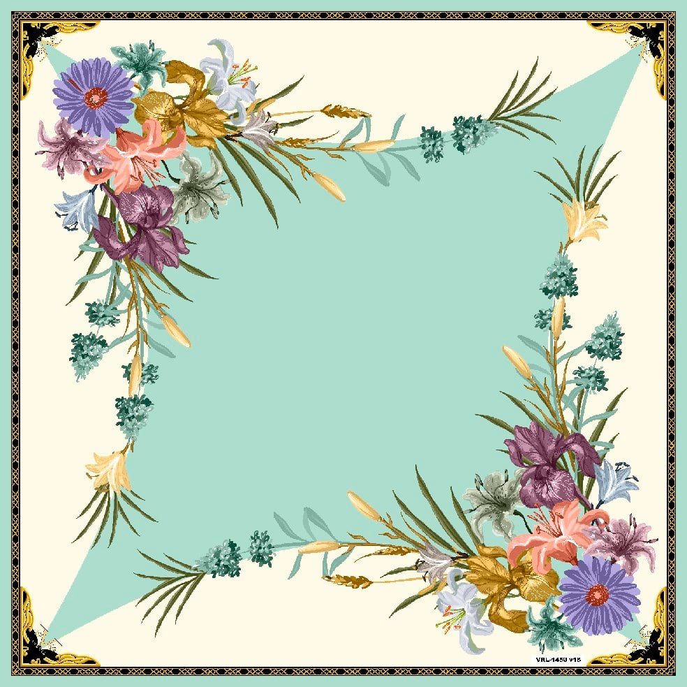 EŞARPÇiçekli Desen Black Seri Rayon Eşarp Askısı ile Birlikte 90x90 cm