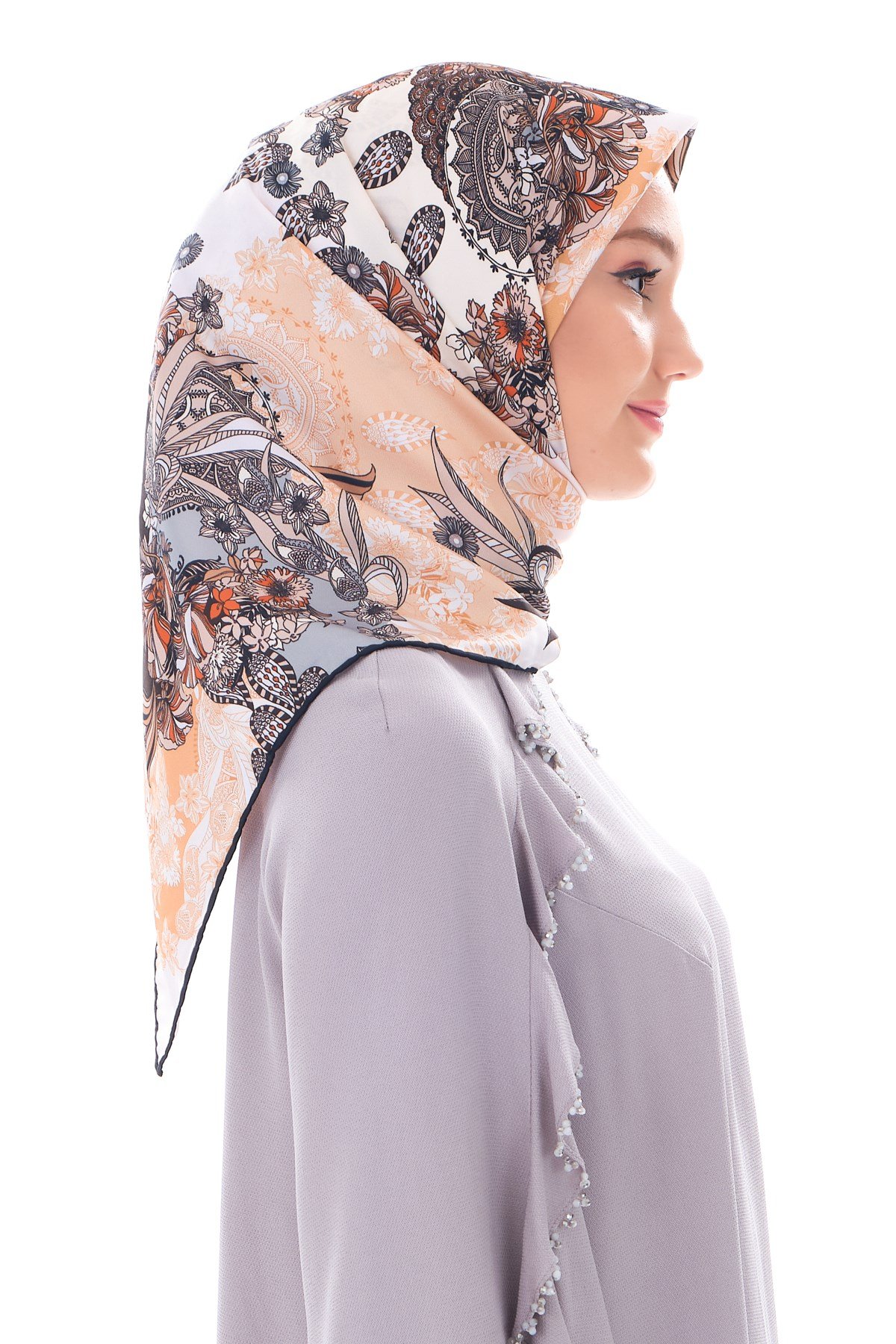 EŞARPEtro Desen Gold Seri Twill Eşarp Askısı ile Birlikte 90x90 cm