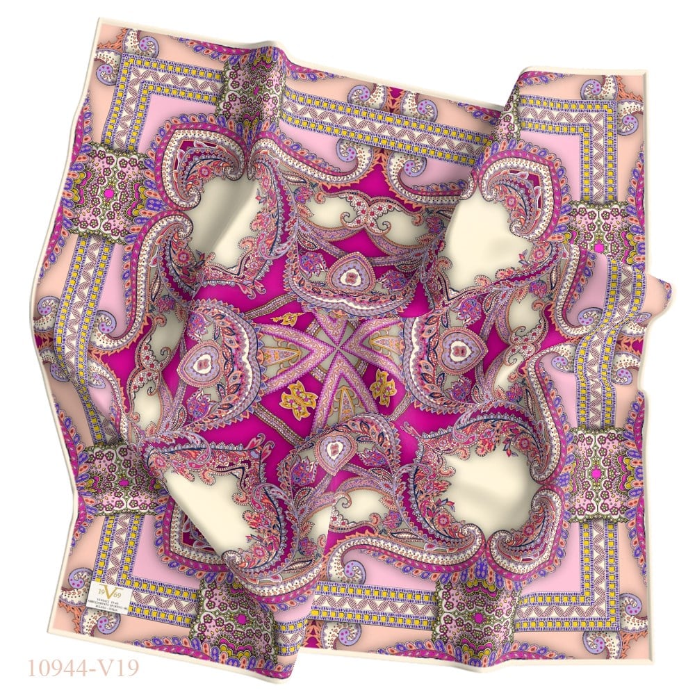 EŞARPPaisley Desen İtalyan Şifon Eşarp Askısı ile Birlikte 110x110 cm **