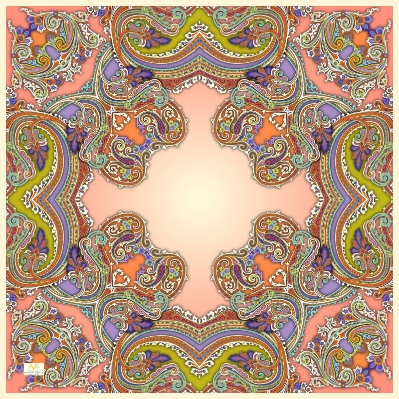 EŞARPEtro Desen İtalyan Şifon Seri Eşarp Askısı İle Birlikte 140X140 cm