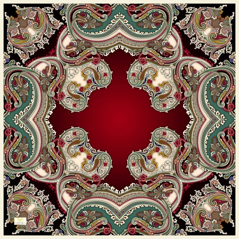 EŞARPEtro Desen İtalyan Şifon Seri Eşarp Askısı İle Birlikte 140X140 cm