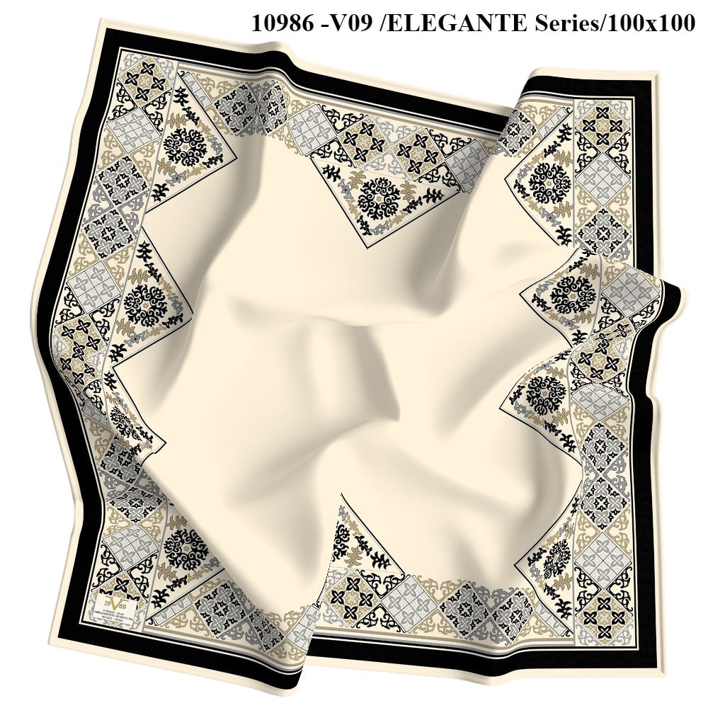 EŞARPEthnic Desen Elegante  Seri Viscon Eşarp Askısı ile Birlikte 100x100