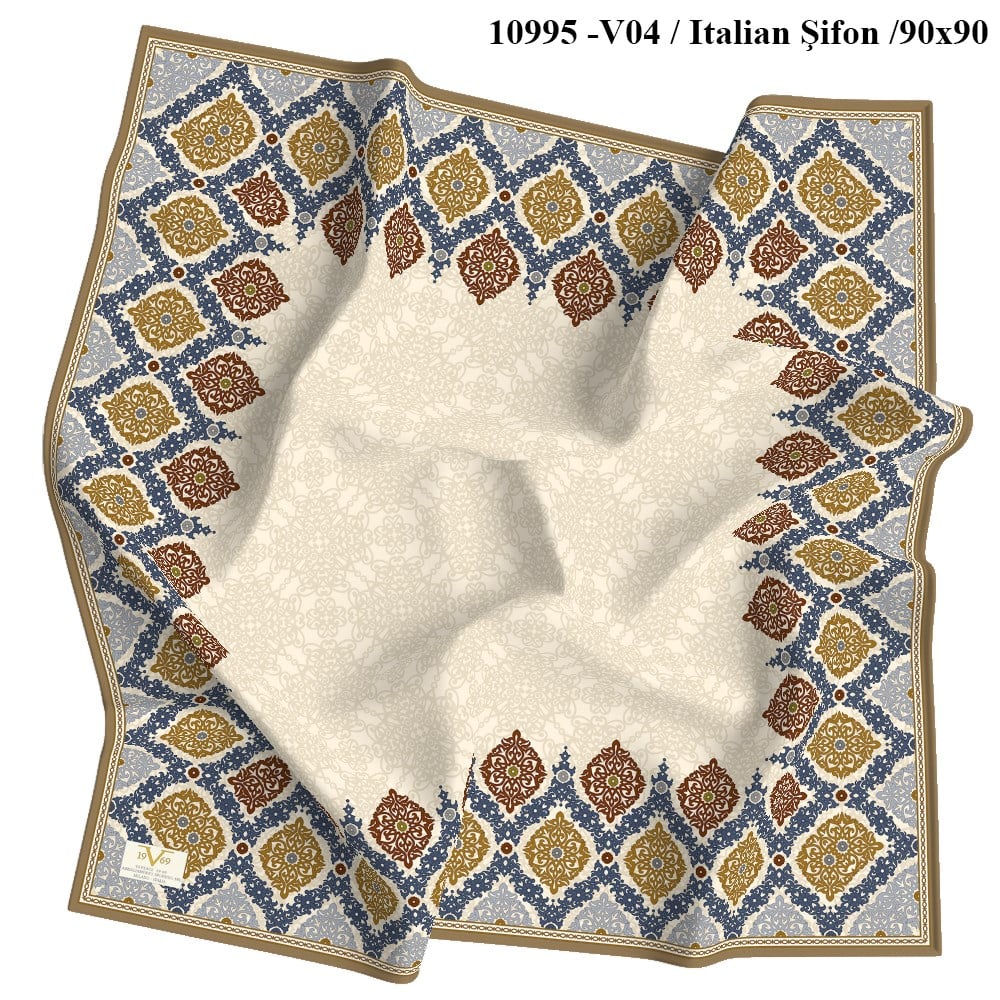 EŞARPDantel Desen İtalyan Şifon Seri Eşarp Askısı ile Birlikte 90x90 cm
