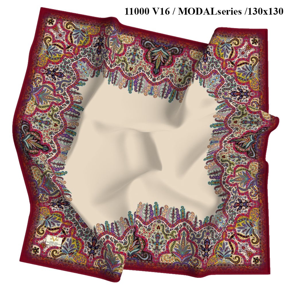 EŞARPEthnic Desen Panno Modal Seri Şal Askısı ile Birlikte 130x130 cm
