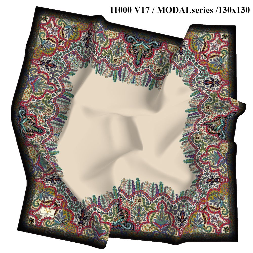 EŞARPEthnic Desen Panno Modal Seri Şal Askısı ile Birlikte 130x130 cm