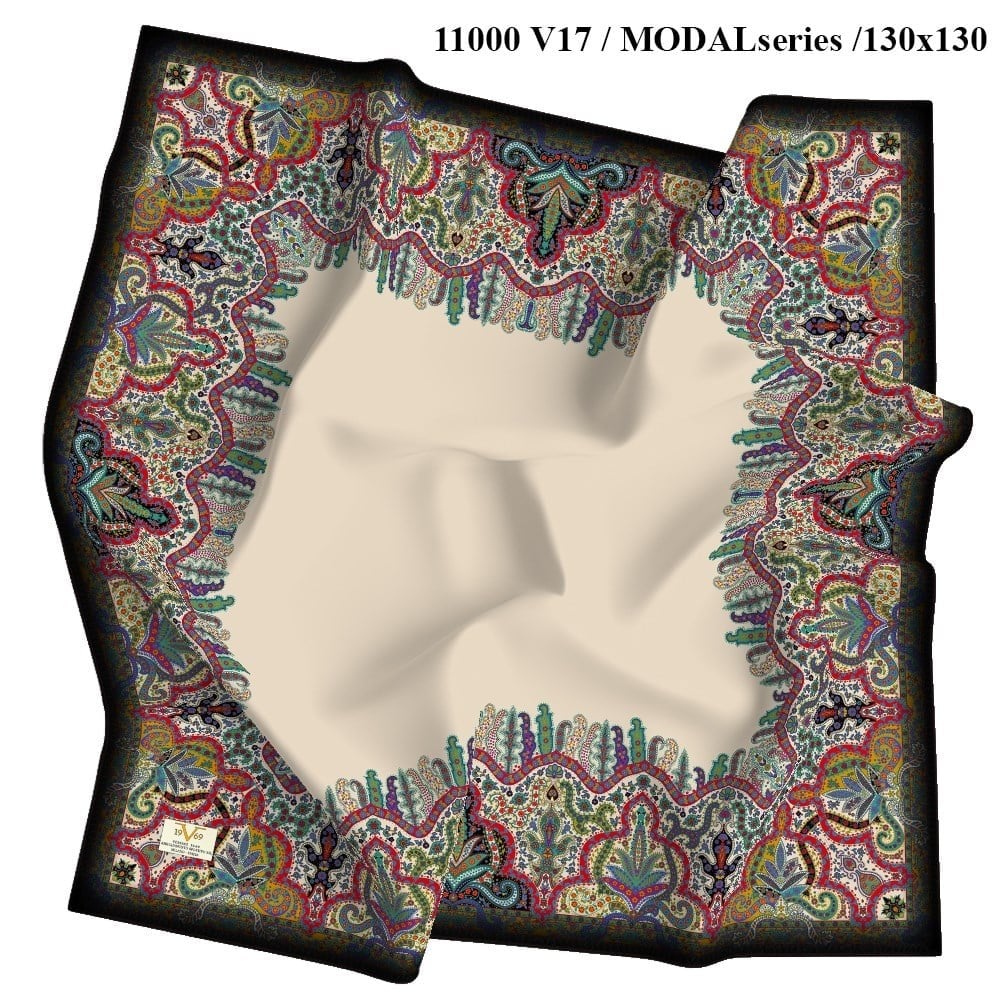EŞARPEthnic Desen Panno Modal Seri Şal Askısı ile Birlikte 130x130 cm