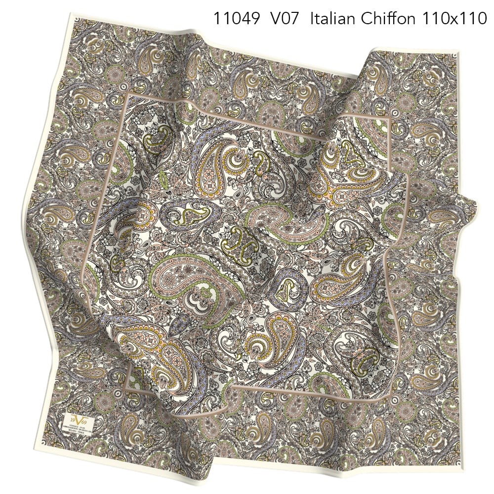 EŞARPEtro Desen İtalyan Şifon Eşarp Askısı ile Birlikte 110x110 cm