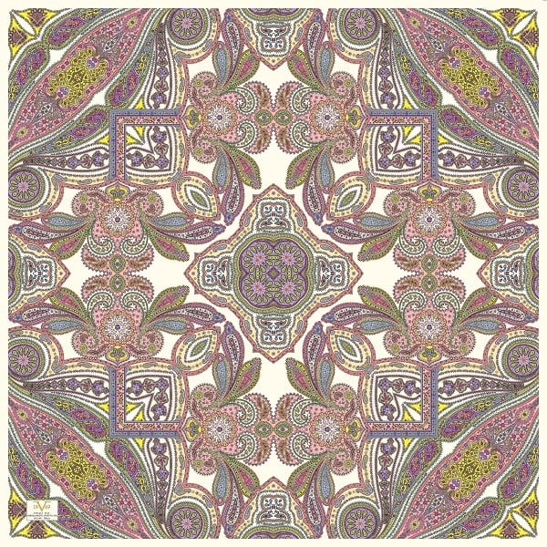 ScarfDesenli İtalyan Şifon Eşarp Askısı ile Birlikte 110x110 cm
