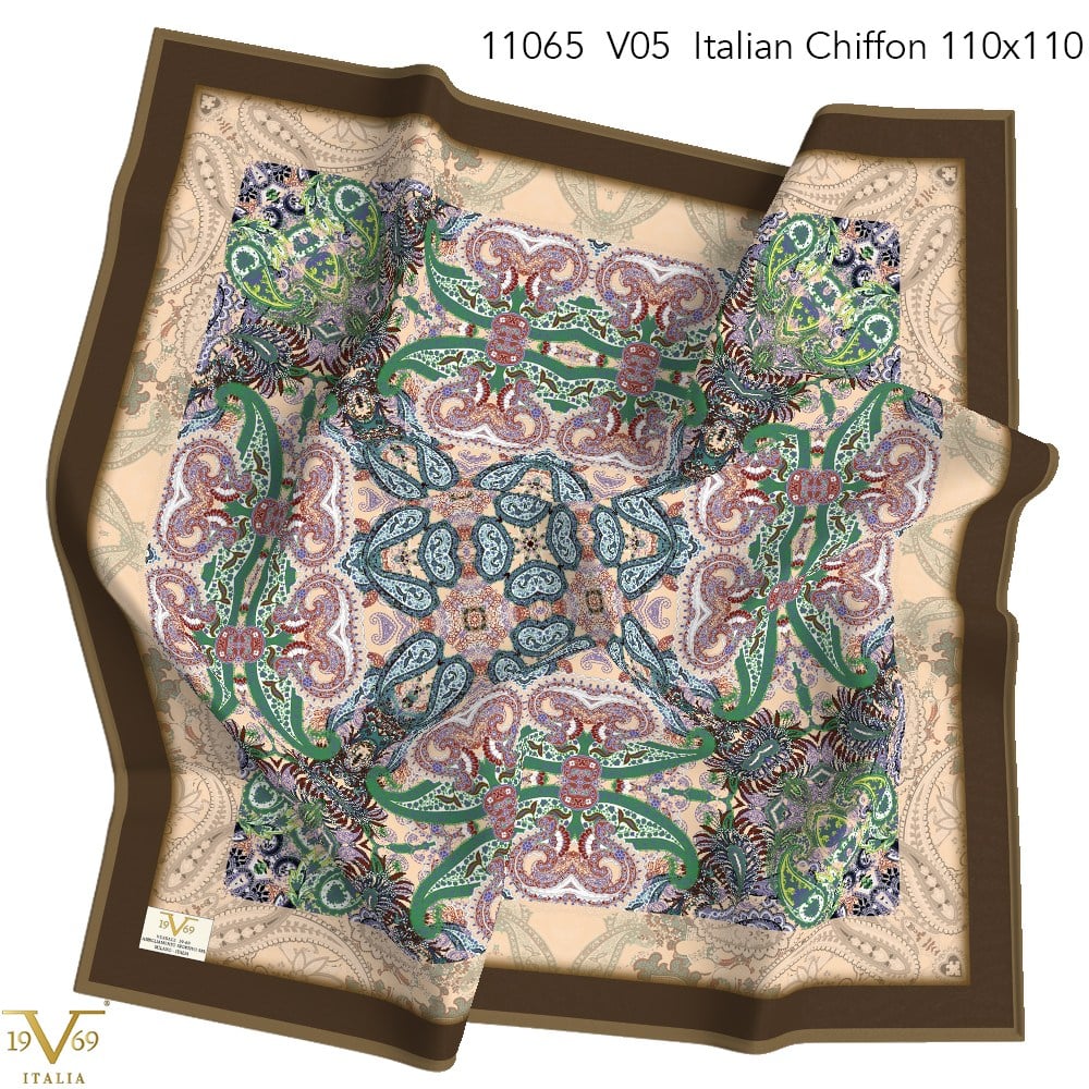 EŞARPDesenli İtalyan Şifon Eşarp Askısı ile Birlikte 110x110 cm