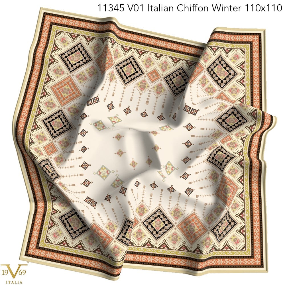 ScarfDesenli Kışlık İtalyan Şifon Eşarp Askısı ile Birlikte 110x110 cm