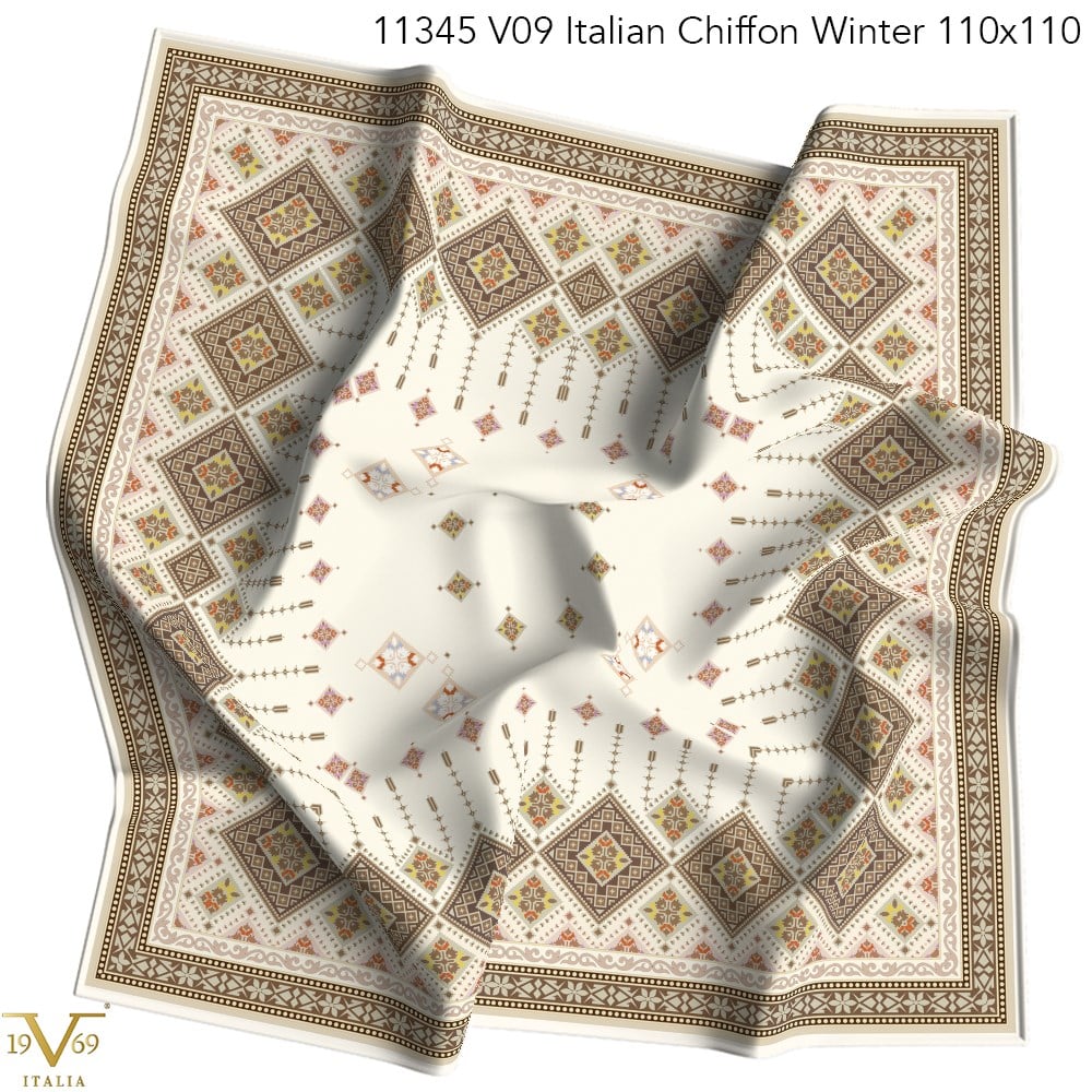 ScarfDesenli Kışlık İtalyan Şifon Eşarp Askısı ile Birlikte 110x110 cm