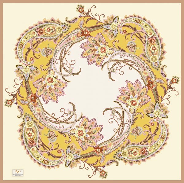 EŞARPDesenli İtalyan Şifon Eşarp Askısı ile Birlikte 110x110 cm