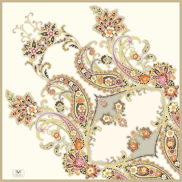 EŞARPDesenli İtalyan Şifon Eşarp Askısı ile Birlikte 110x110 cm