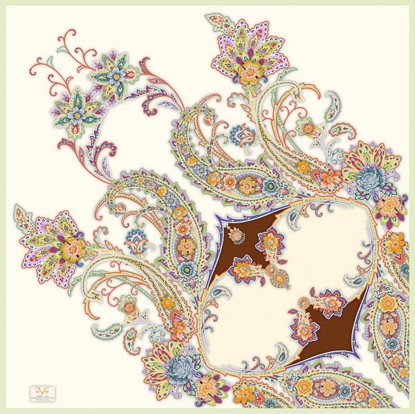 EŞARPDesenli İtalyan Şifon Eşarp Askısı ile Birlikte 110x110 cm
