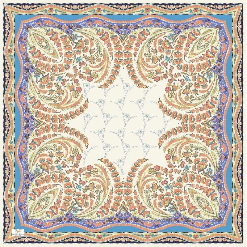EŞARPDesenli İtalyan Şifon Eşarp Askısı ile Birlikte 110x110 cm
