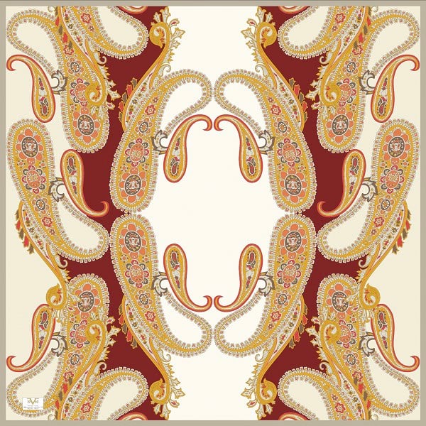ScarfDesenli İtalyan Şifon Eşarp Askısı ile Birlikte 110x110 cm