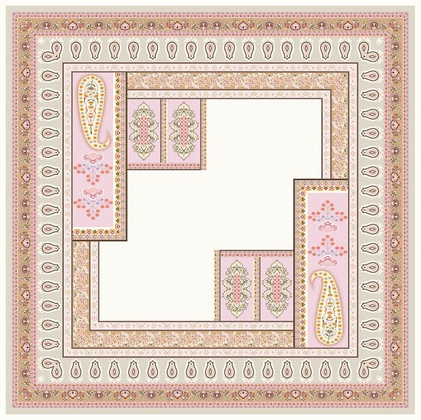 EŞARPDesenli İtalyan Şifon Eşarp Askısı ile Birlikte 110x110 cm