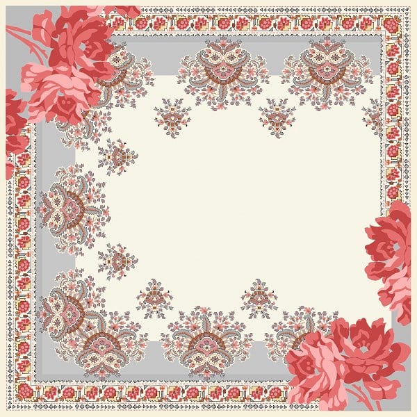 EŞARPDesenli İtalyan Şifon Eşarp Askısı ile Birlikte 110x110 cm