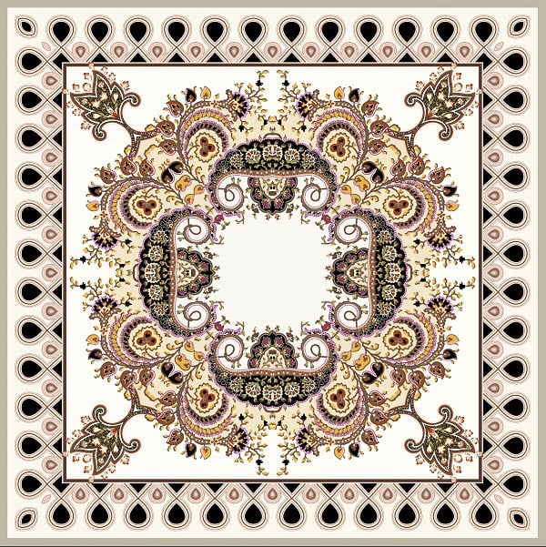 EŞARPDesenli İtalyan Şifon Eşarp Askısı ile Birlikte 110x110 cm