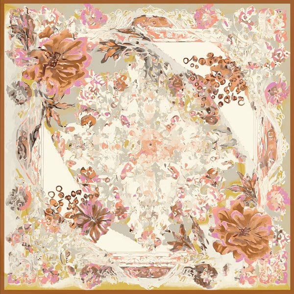 EŞARPDesenli İtalyan Şifon Eşarp Askısı ile Birlikte 110x110 cm