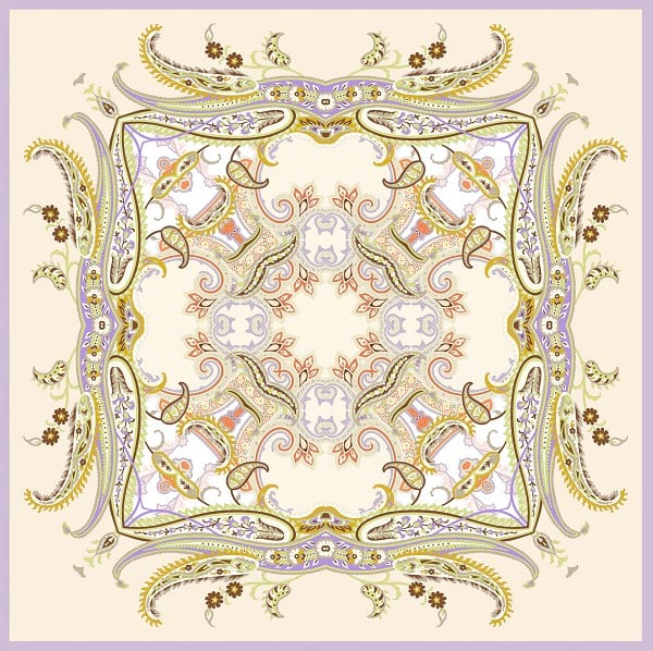 ScarfDesenli İtalyan Şifon Eşarp Askısı ile Birlikte 110x110 cm