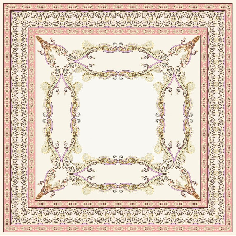 ScarfDesenli İtalyan Şifon Eşarp Askısı ile Birlikte 110x110 cm