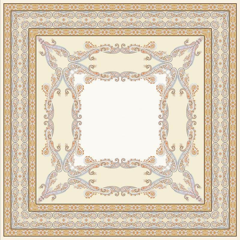 ScarfDesenli İtalyan Şifon Eşarp Askısı ile Birlikte 110x110 cm
