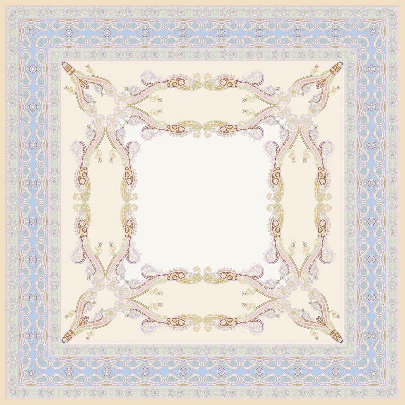 ScarfDesenli İtalyan Şifon Eşarp Askısı ile Birlikte 110x110 cm