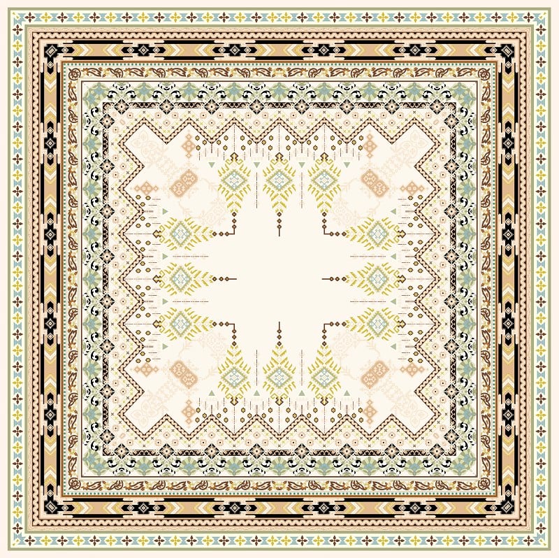 EŞARPDesenli İtalyan Şifon Eşarp Askısı ile Birlikte 90x90 cm