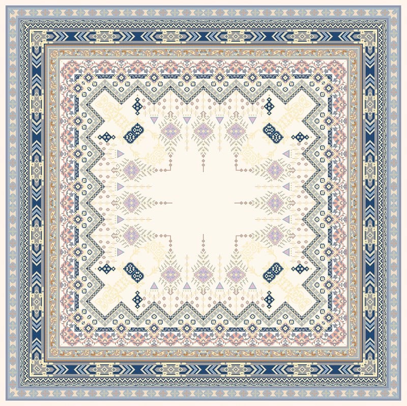 EŞARPDesenli İtalyan Şifon Eşarp Askısı ile Birlikte 90x90 cm