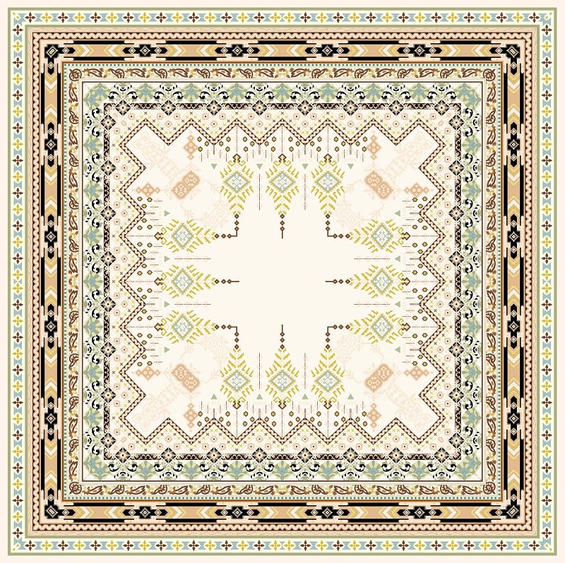 EŞARPDesenli İtalyan Şifon Eşarp Askısı ile Birlikte 90x90 cm