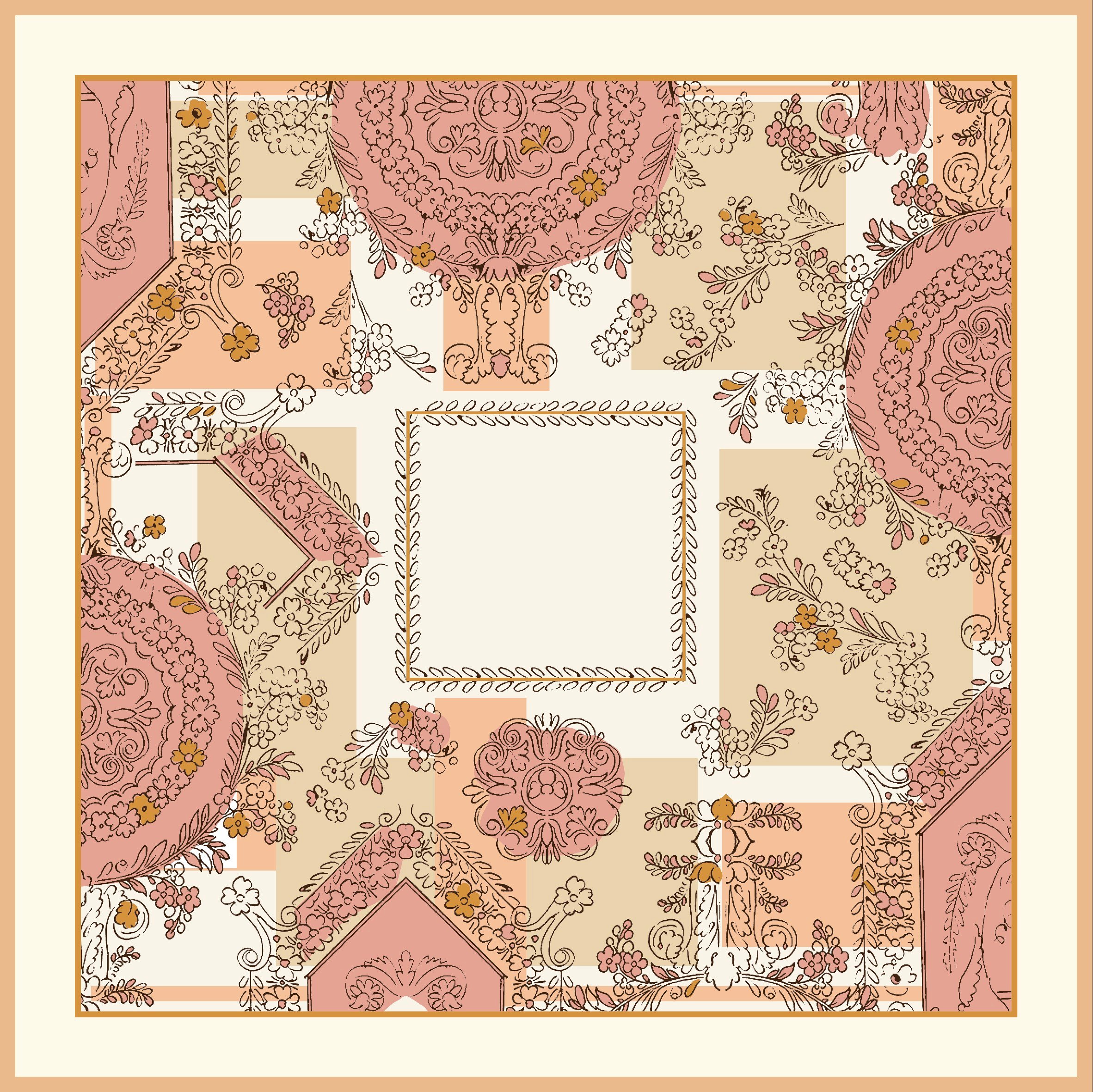 EŞARPDesenli İtalyan Şifon Eşarp Askısı ile Birlikte 90x90 cm