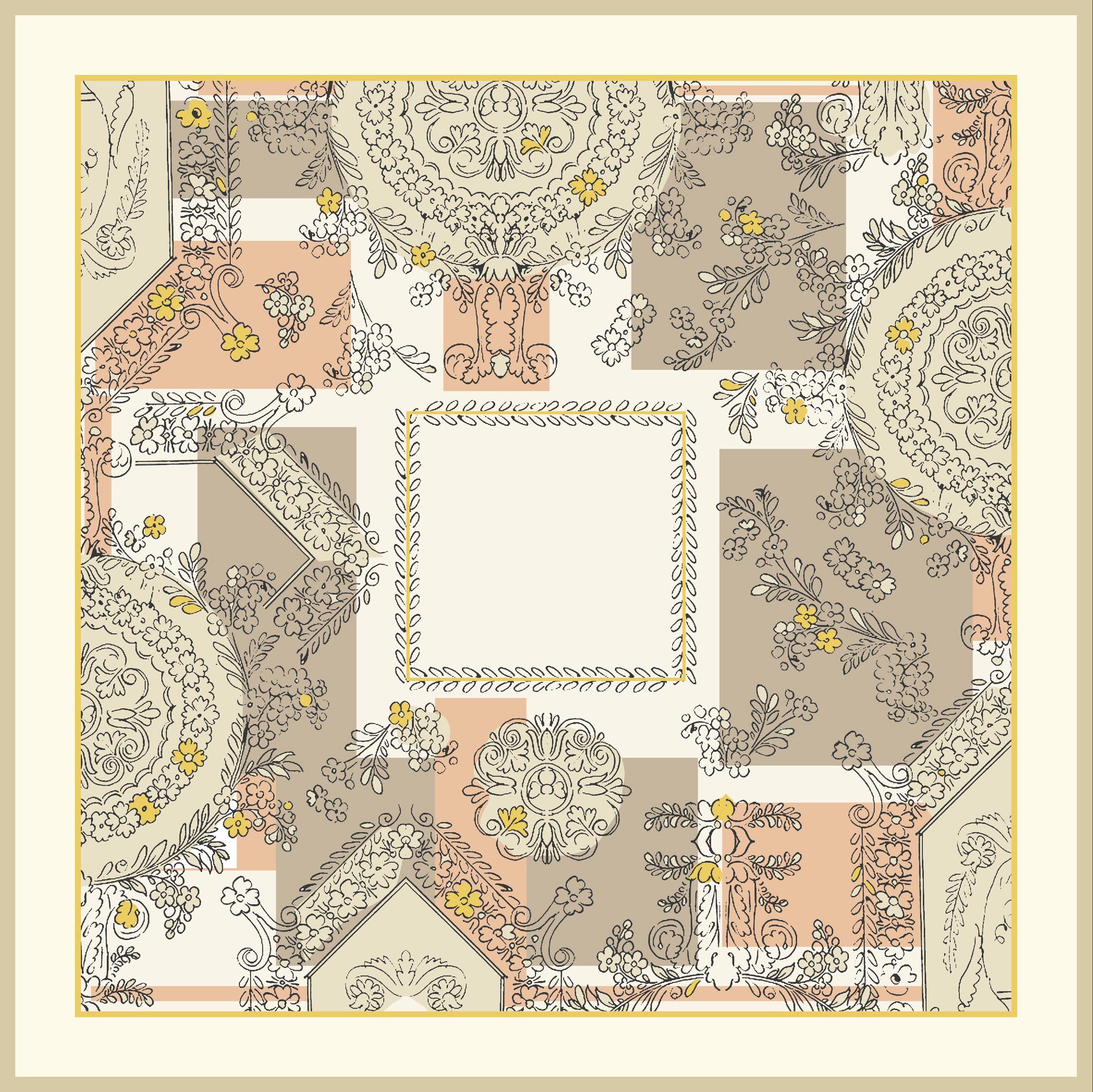 EŞARPDesenli İtalyan Şifon Eşarp Askısı ile Birlikte 90x90 cm