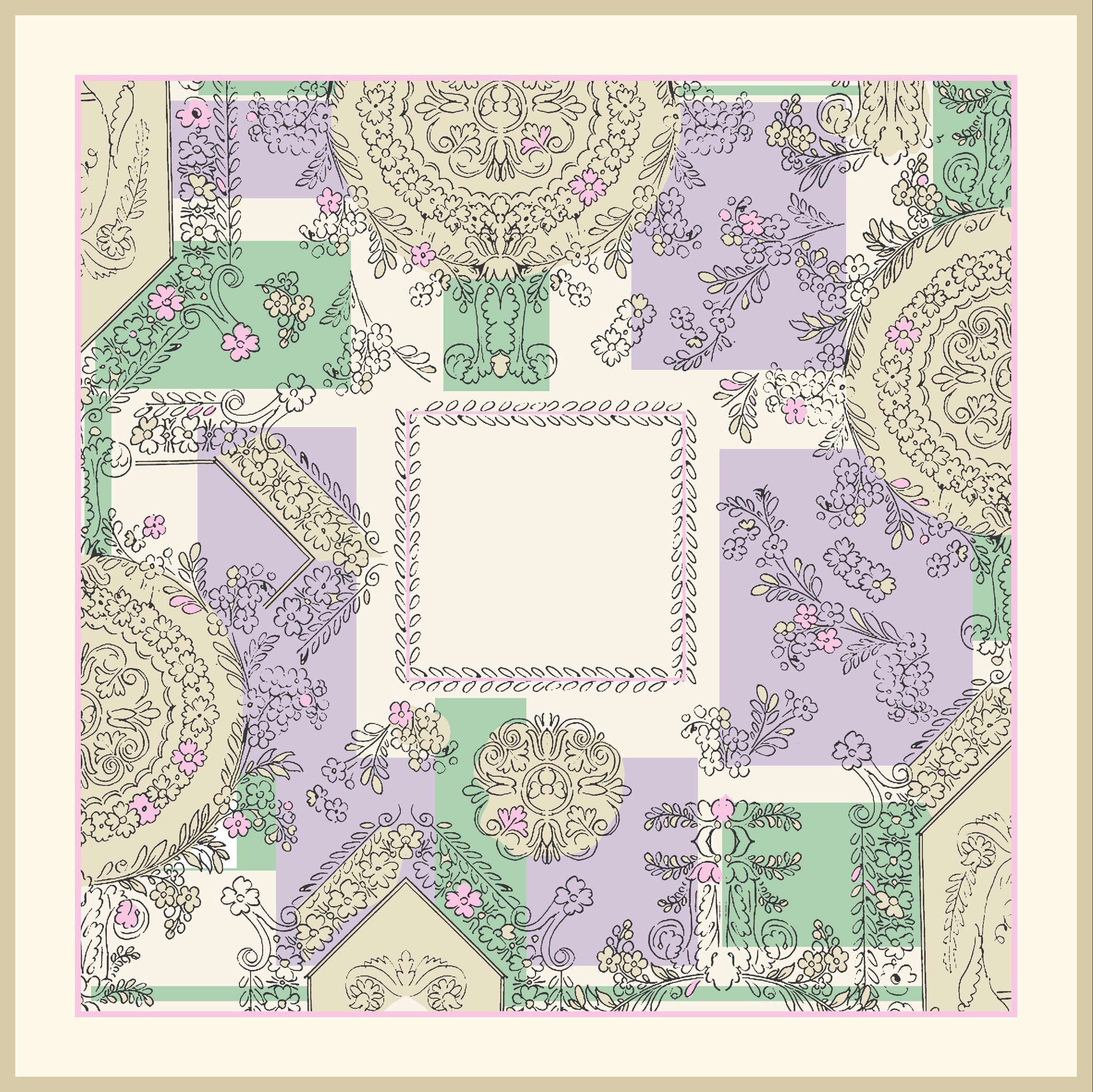 EŞARPDesenli İtalyan Şifon Eşarp Askısı ile Birlikte 90x90 cm