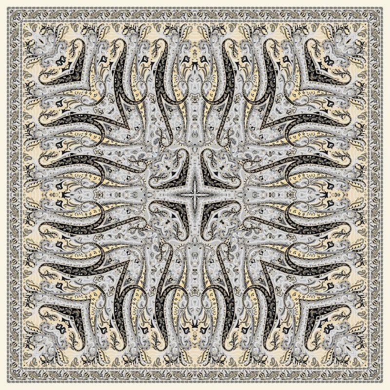 EŞARPDesenli İtalyan Şifon Eşarp Askısı ile Birlikte 110x110 cm