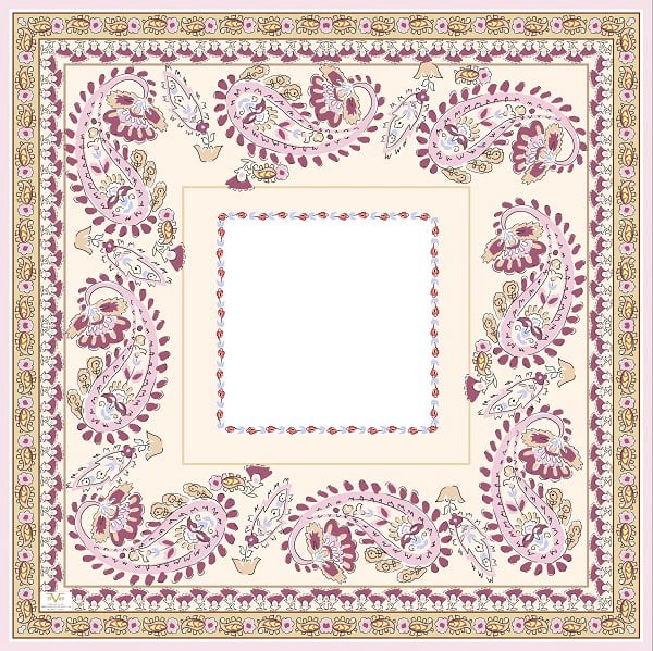EŞARPDesenli İtalyan Şifon Eşarp Askısı ile Birlikte 110x110 cm