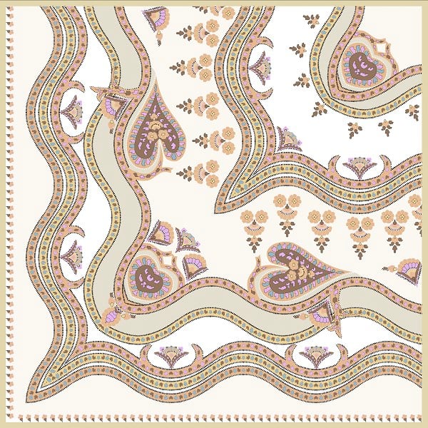 EŞARPDesenli İtalyan Şifon Eşarp Askısı ile Birlikte 110x110 cm