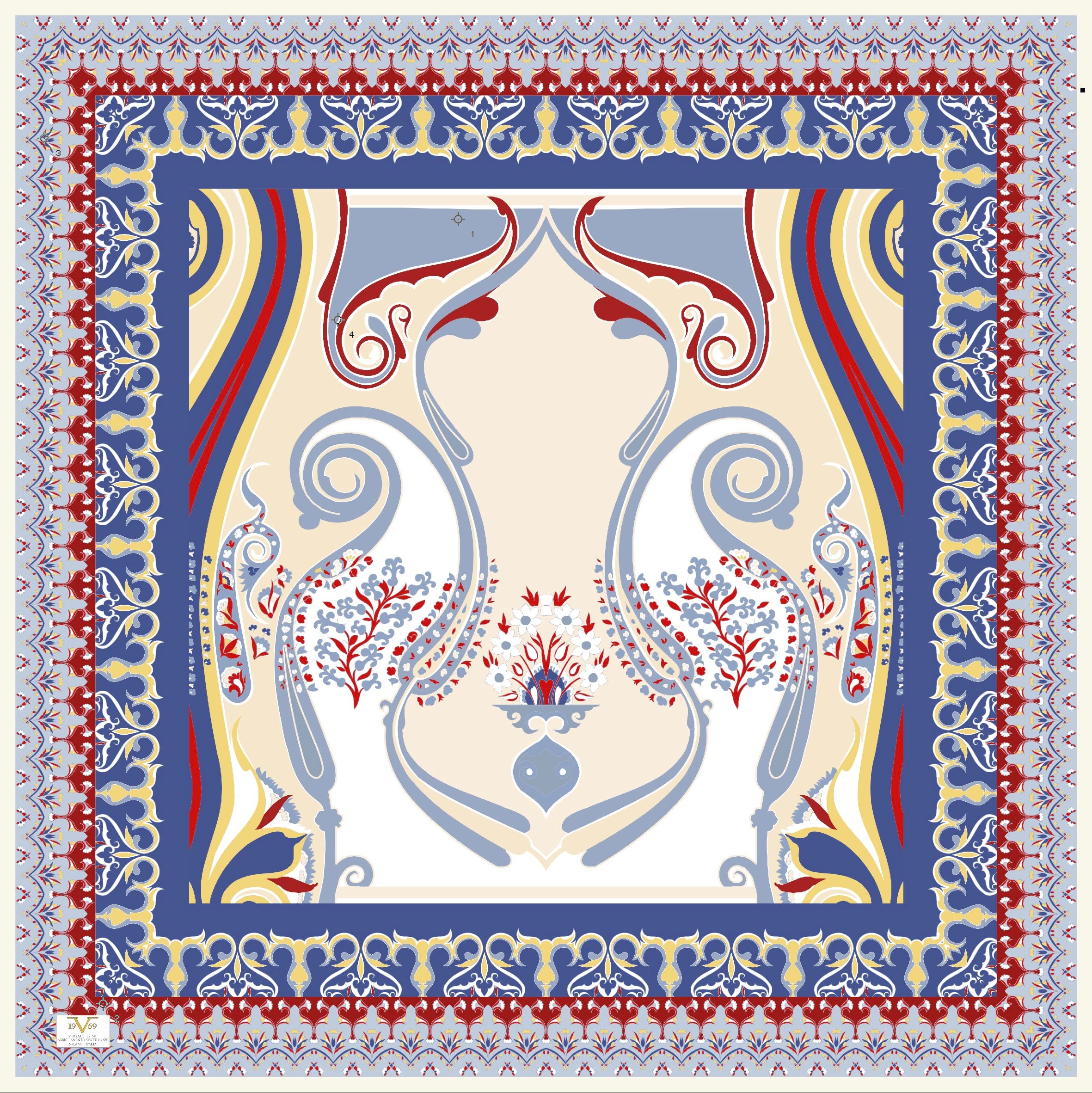 EŞARPDesenli İtalyan Şifon Eşarp Askısı ile Birlikte 110x110 cm