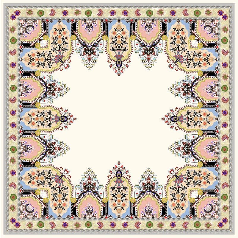 EŞARPDesenli İtalyan Şifon Eşarp Askısı ile Birlikte 110x110 cm