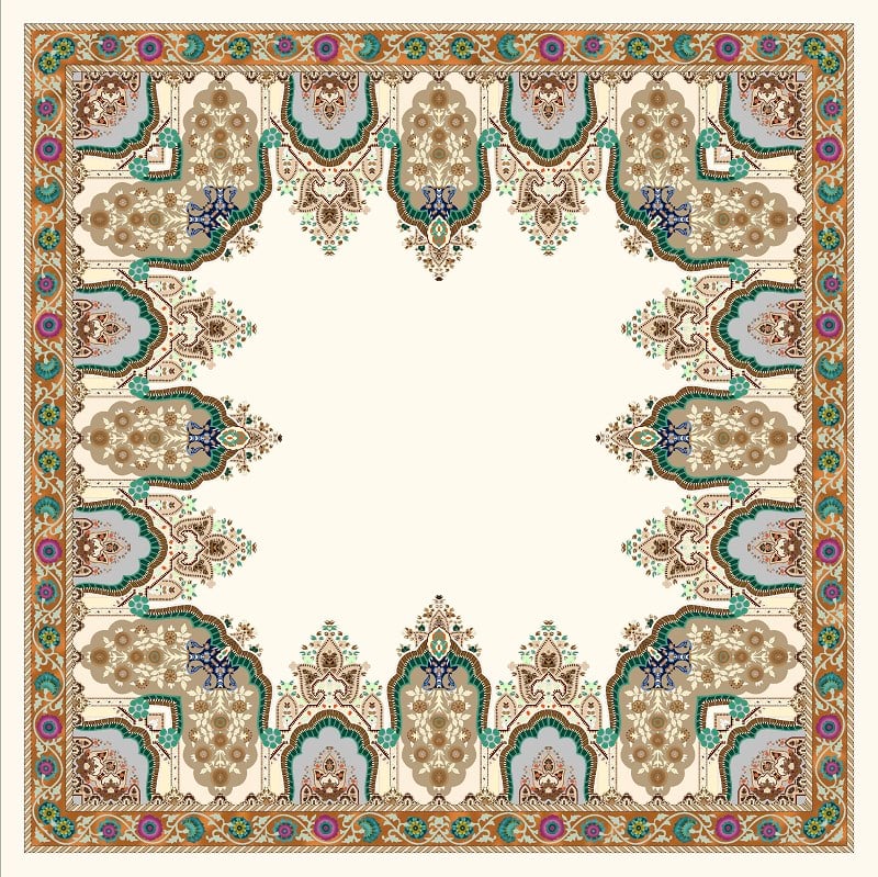 EŞARPDesenli İtalyan Şifon Eşarp Askısı ile Birlikte 110x110 cm