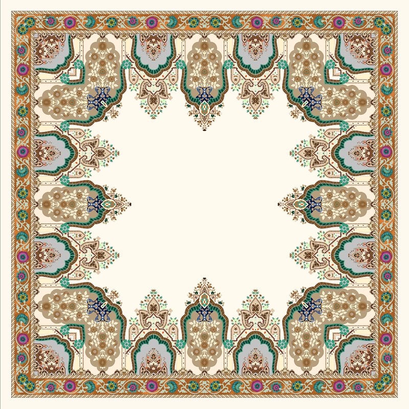 EŞARPDesenli İtalyan Şifon Eşarp Askısı ile Birlikte 110x110 cm