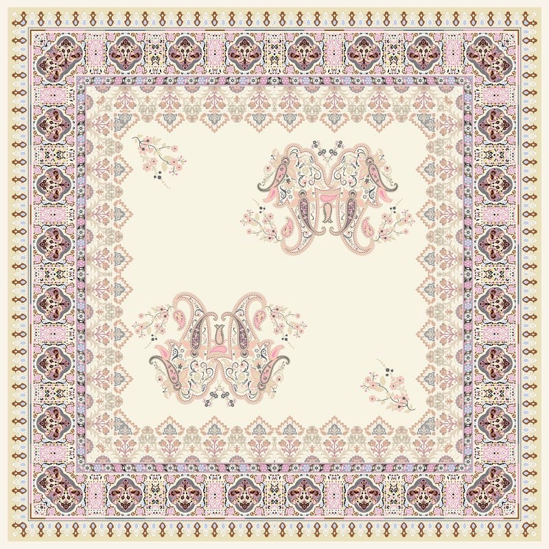 EŞARPDesenli İtalyan Şifon Eşarp Askısı ile Birlikte 110x110 cm