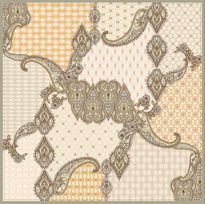 EŞARPDesenli İtalyan Şifon Eşarp Askısı ile Birlikte 110x110 cm