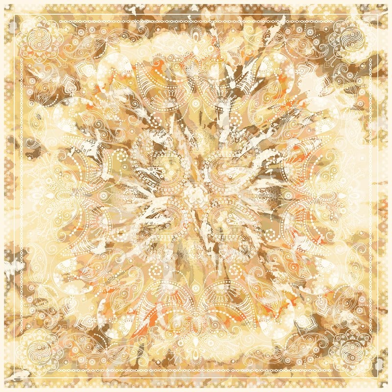 EŞARPDesenli İtalyan Şifon Eşarp Askısı ile Birlikte 110x110 cm